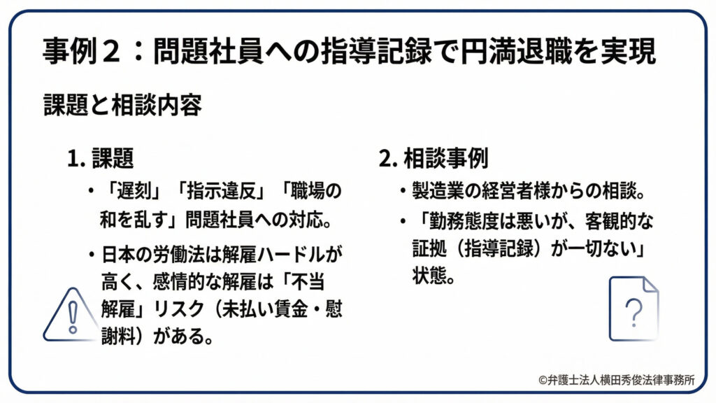 円満退職　指導記録
