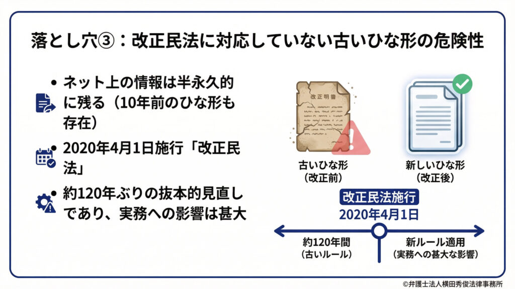 改製民法に対応していない古いひな形に注意