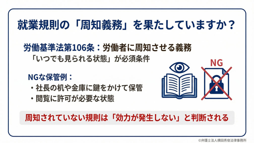 就業規則の周知義務 労働基準法第106条