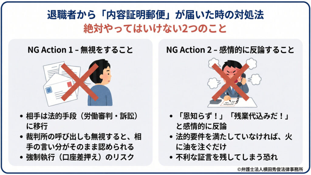 内容証明郵便を無視する、感情的に反論するをしてはいけない