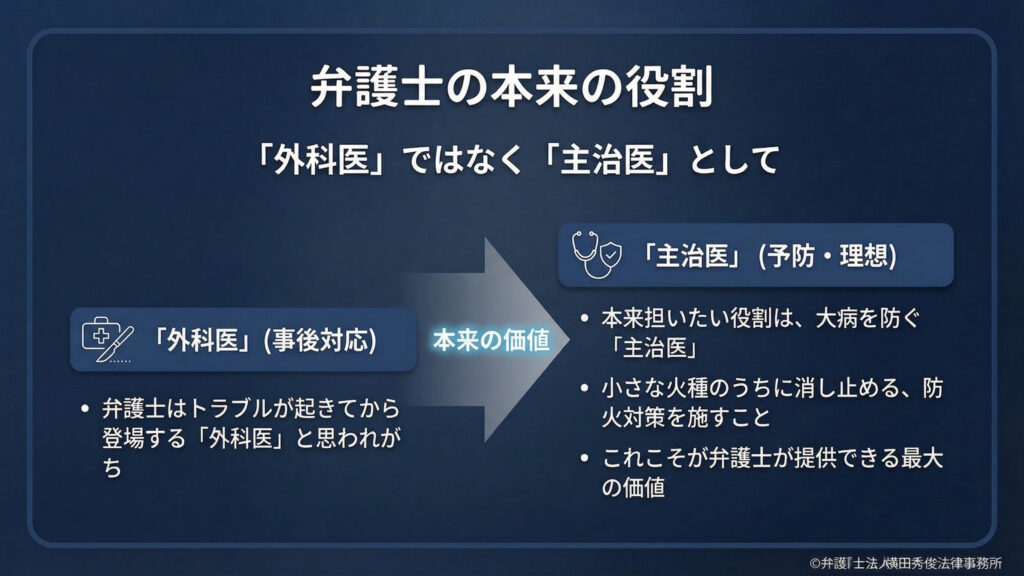 弁護士の役割　法律関係の主治医